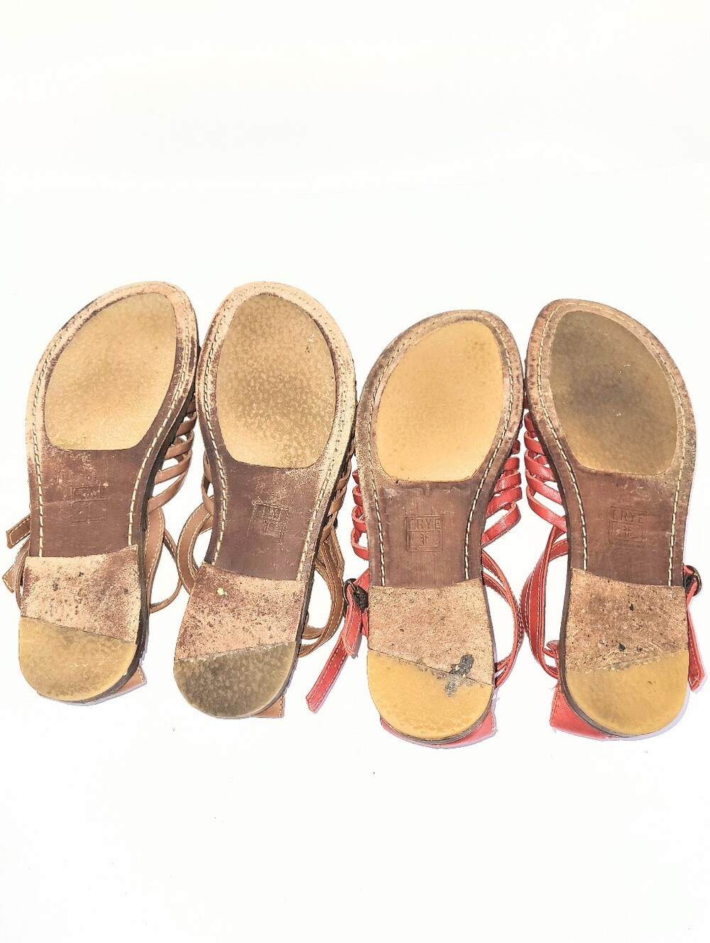 2 Pairs! Frye Kayla Huarache Sandals Leather Gladiator Brown & Red Size 8.5 - Picture 8 of 16